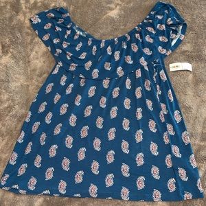 Blue Off the Shoulder Top